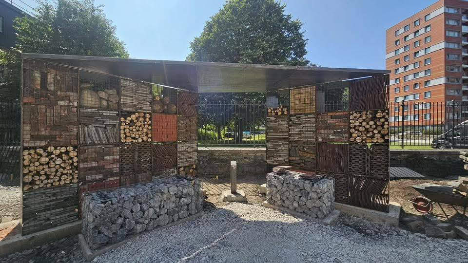 Custom metal cage with mesh panels