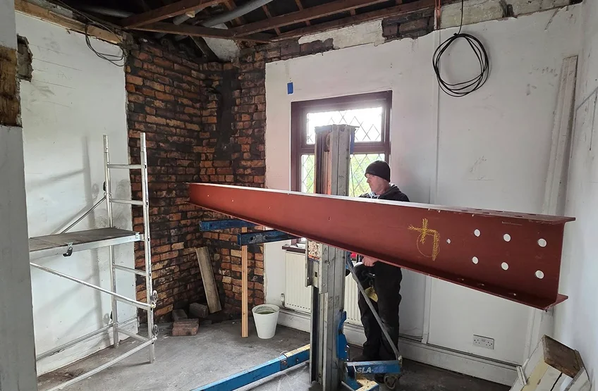 Construction metal fabrication work in progress