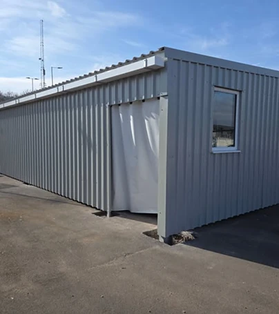 Freestanding building steel framework at Lamby Way Recycling Centre