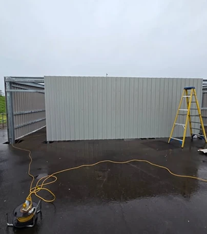 Freestanding building cladding installation at Lamby Way Recycling Centre