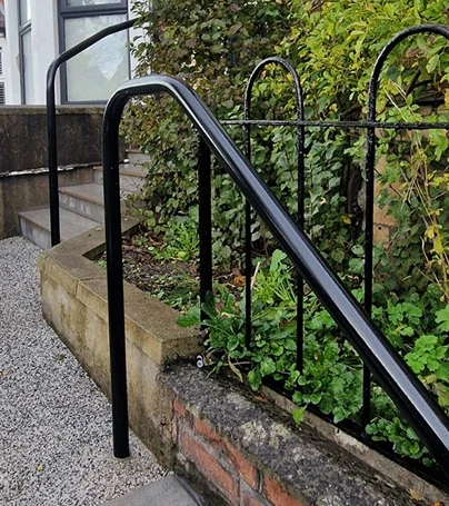 Galvanised and powder coated satin black handrails